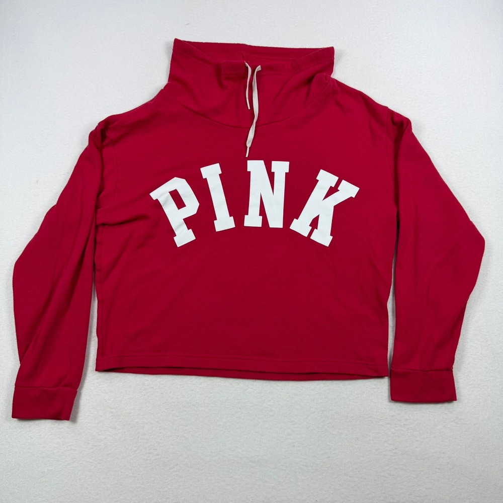 PINK Victoria's Secret Red Funnel Neck Arch Logo Sweatshirt Small